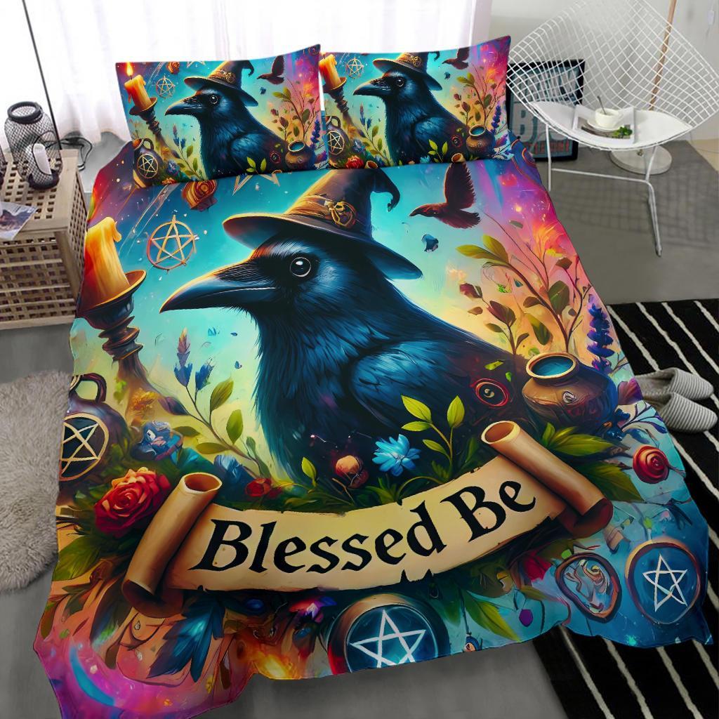 Witchy Raven Bedding Set Black Crow Wicca Bedding Set-MoonChildWorld