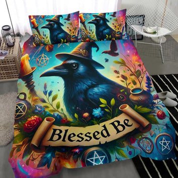 Witchy Raven Bedding Set Black Crow Wicca Bedding Set-MoonChildWorld