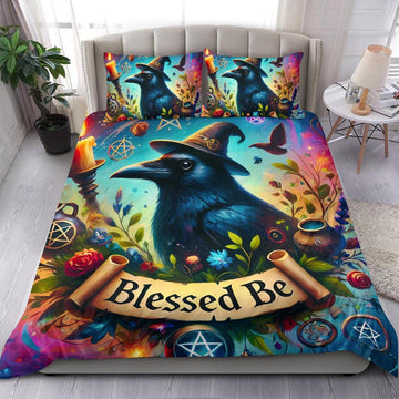 Witchy Raven Bedding Set Black Crow Wicca Bedding Set-MoonChildWorld