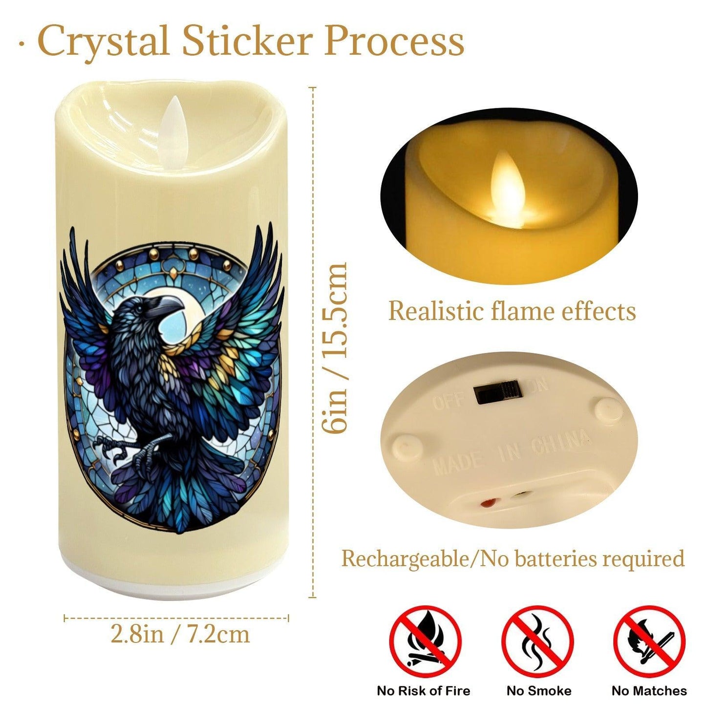 Witchy Raven Flameless LED Candle-MoonChildWorld