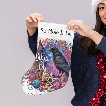 Witchy Raven Gothic Crow Christmas Stocking for Yule Decorations-MoonChildWorld