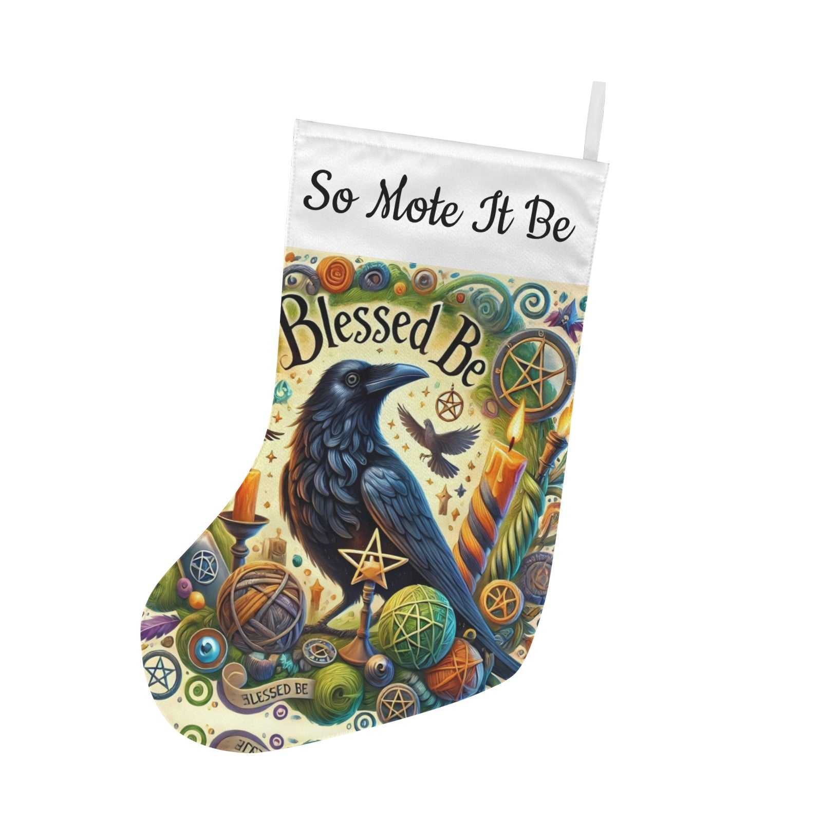 Witchy Raven Gothic Crow Christmas Stocking for Yule Decorations-MoonChildWorld