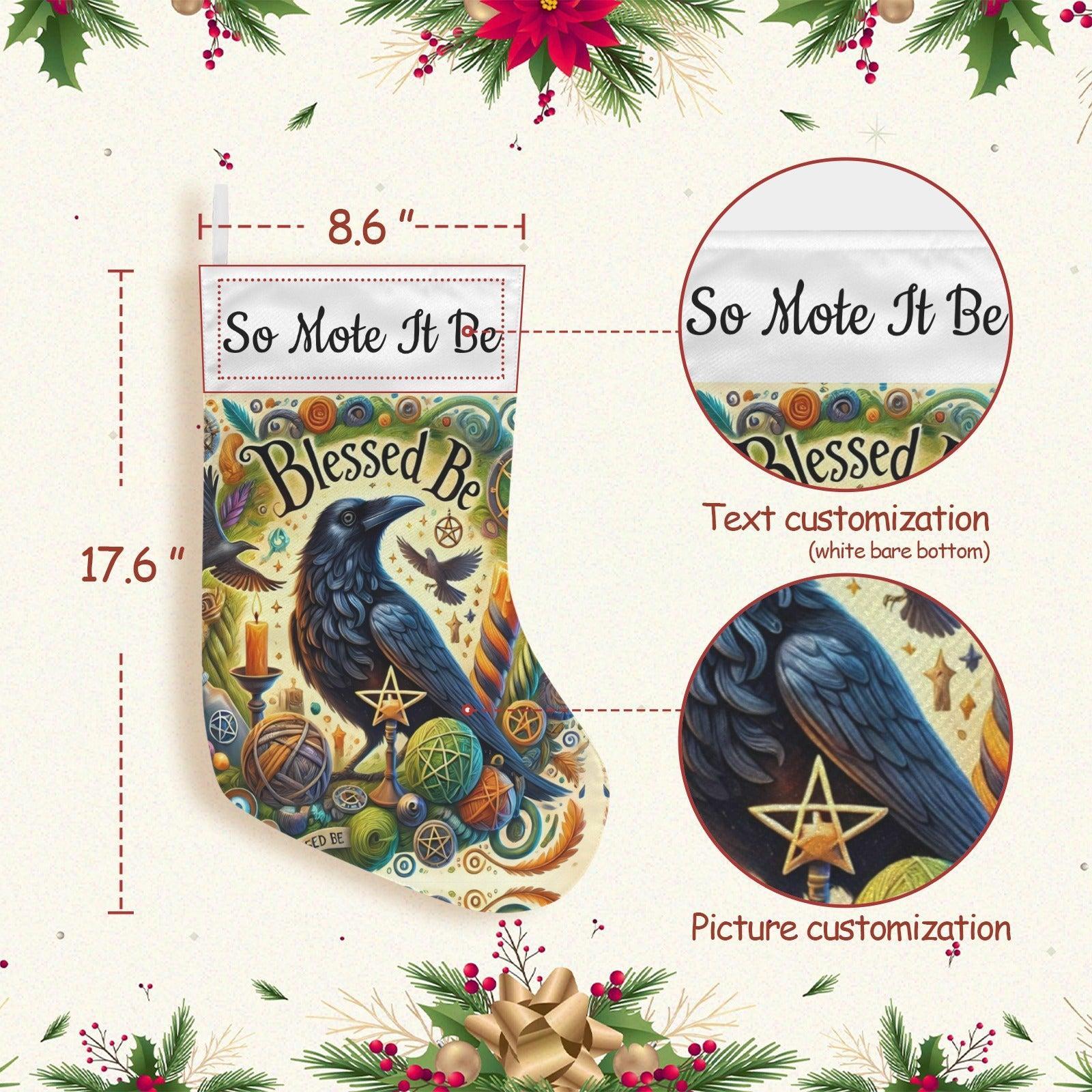 Witchy Raven Gothic Crow Christmas Stocking for Yule Decorations-MoonChildWorld