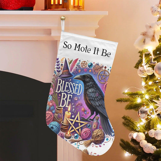 Witchy Raven Gothic Crow Christmas Stocking for Yule Decorations-MoonChildWorld