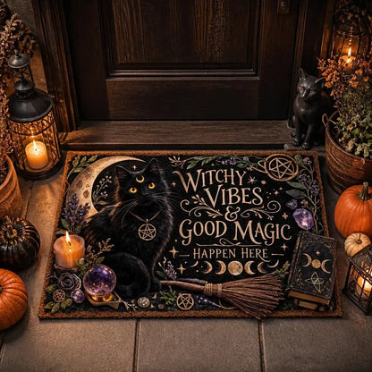 Wicca Black Cat Doormat – Gothic Witch Familiar Welcome Mat_mockup_1.webp