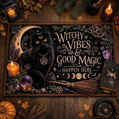 Wicca Black Cat Doormat – Gothic Witch Familiar Welcome Mat_mockup_3.webp