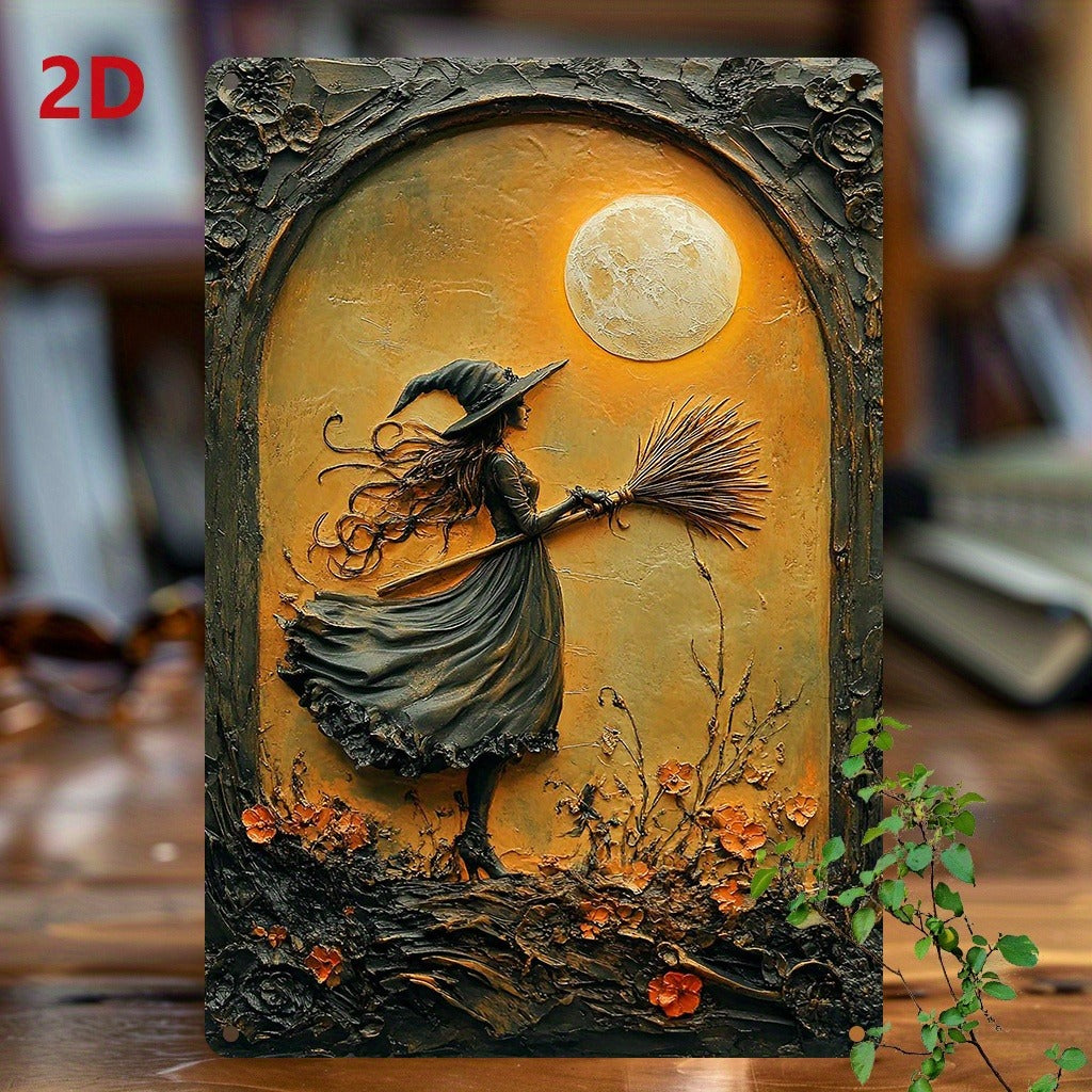 Witchy Wall Art Gothic Witch Metal Sign for Halloween, Christmas-MoonChildWorld