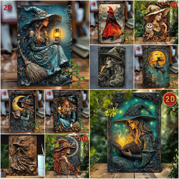 Witchy Wall Art Gothic Witch Metal Sign for Halloween, Christmas-MoonChildWorld