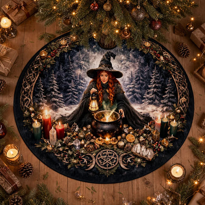 Witchy Witch Gothic Christmas Tree Skirt – Pagan Yule Decor_mockup_2.webp