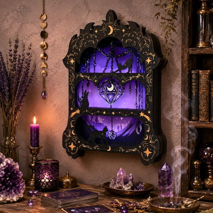 Wooden Arch Crystal Display Shelf – Wiccan Wall Shelf for Crystals & Altar Decor-MoonChildWorld