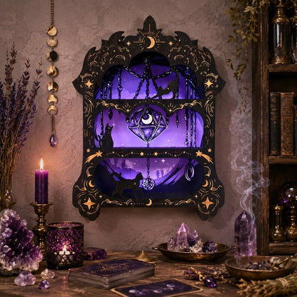 Wooden Arch Crystal Display Shelf – Wiccan Wall Shelf for Crystals & Altar Decor-MoonChildWorld