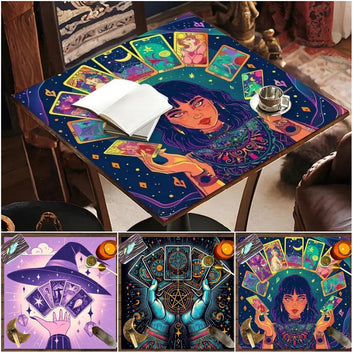 Mystic Witch Tarot Tablecloth Pagan Altar Cloth Wicca Divination Cloth