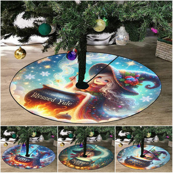 Witch Christmas Tree Skirt for Yule Decorations