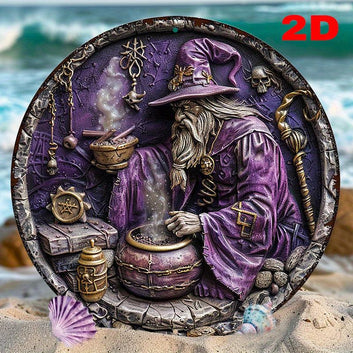 Wizard Brewing Potion Witchy Metal Sign-MoonChildWorld