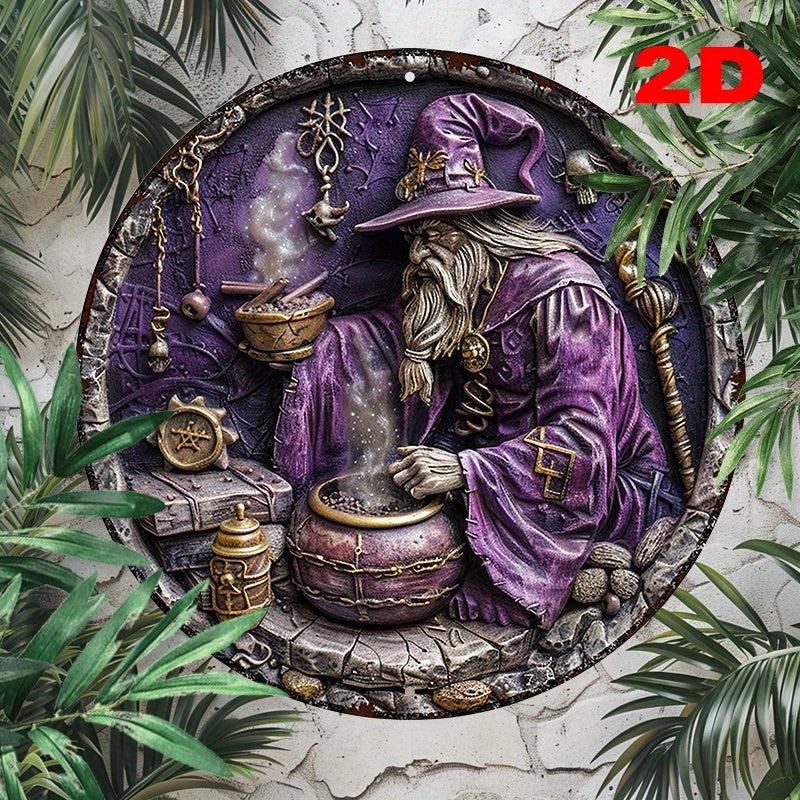 Wizard Brewing Potion Witchy Metal Sign-MoonChildWorld
