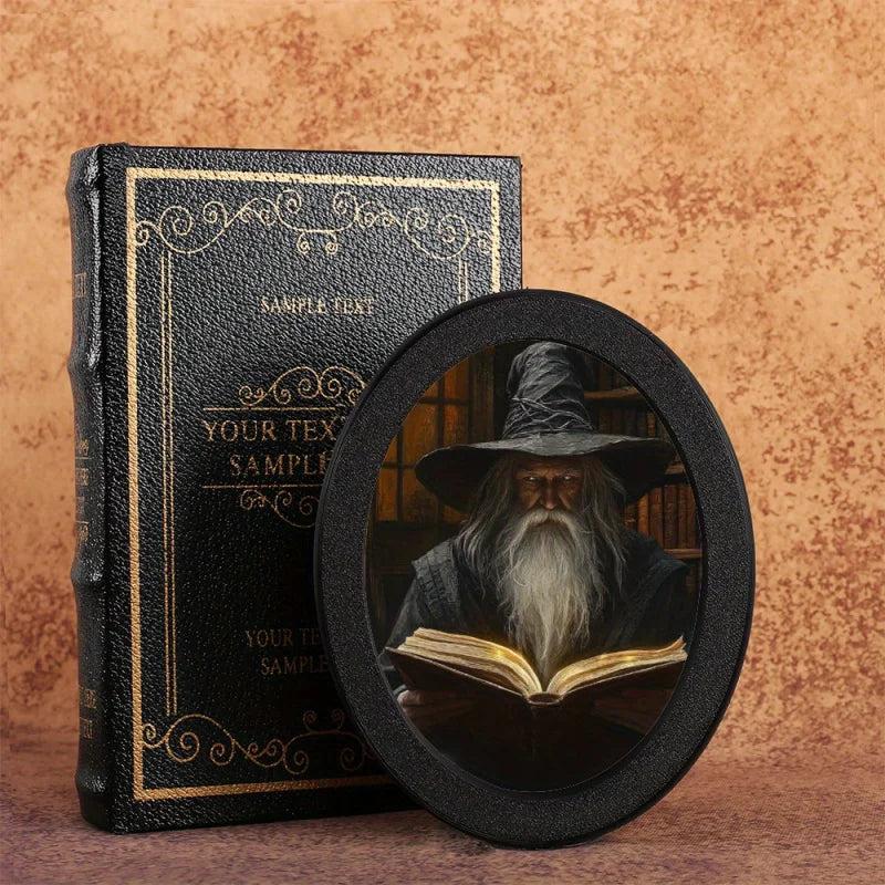 Wizard Reader Wooden Oval Frame - Gothic Oval Wall Art - Witchy Halloween Wall Decoration-MoonChildWorld