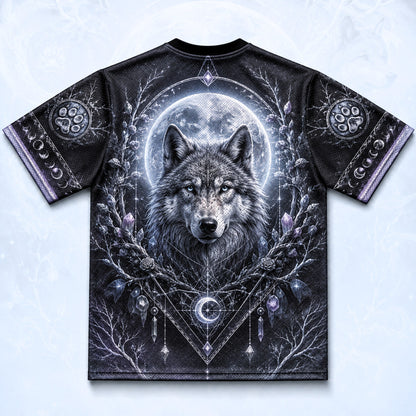 Wolf Moon Priestess T-Shirt Full Moon Crystal Witch Tee back view
