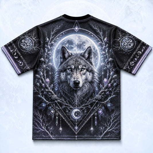 Wolf Moon Priestess T-Shirt Full Moon Crystal Witch Tee back view