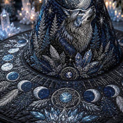 Wolf Moon Witch Hat – Winter Celestial Pagan Wide Brim Hat – styled with candles and crystals