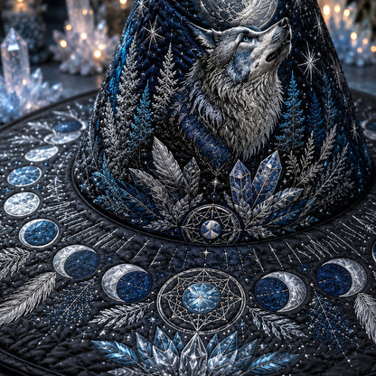 Wolf Moon Witch Hat – Winter Celestial Pagan Wide Brim Hat – styled with candles and crystals