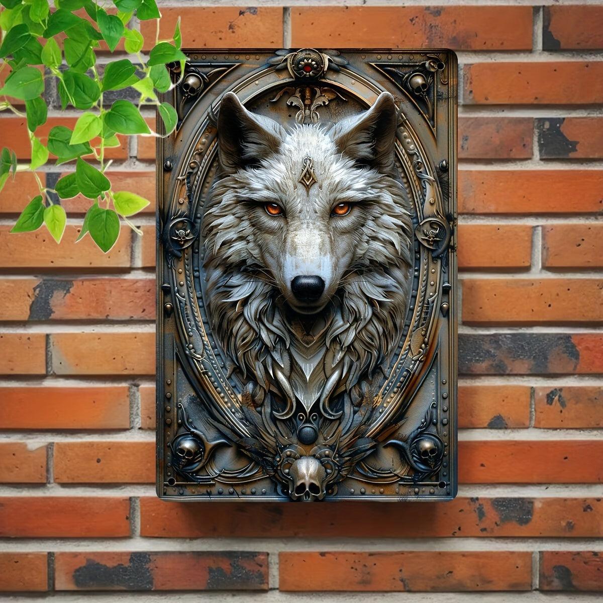 Wolf Wall Art White Wolf Metal Sign Spirit Animal Home Decor-MoonChildWorld