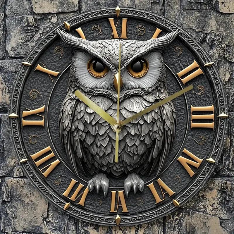 Wooden Wall Clock with Mystic Owl-MoonChildWorld
