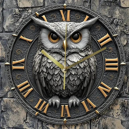 Wooden Wall Clock with Mystic Owl-MoonChildWorld
