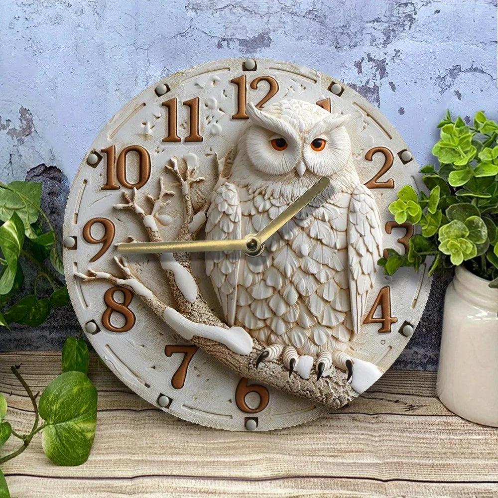 Wooden Wall Clock with Owl Design Mystic Home Decor - Spirit Owl Clock-MoonChildWorld