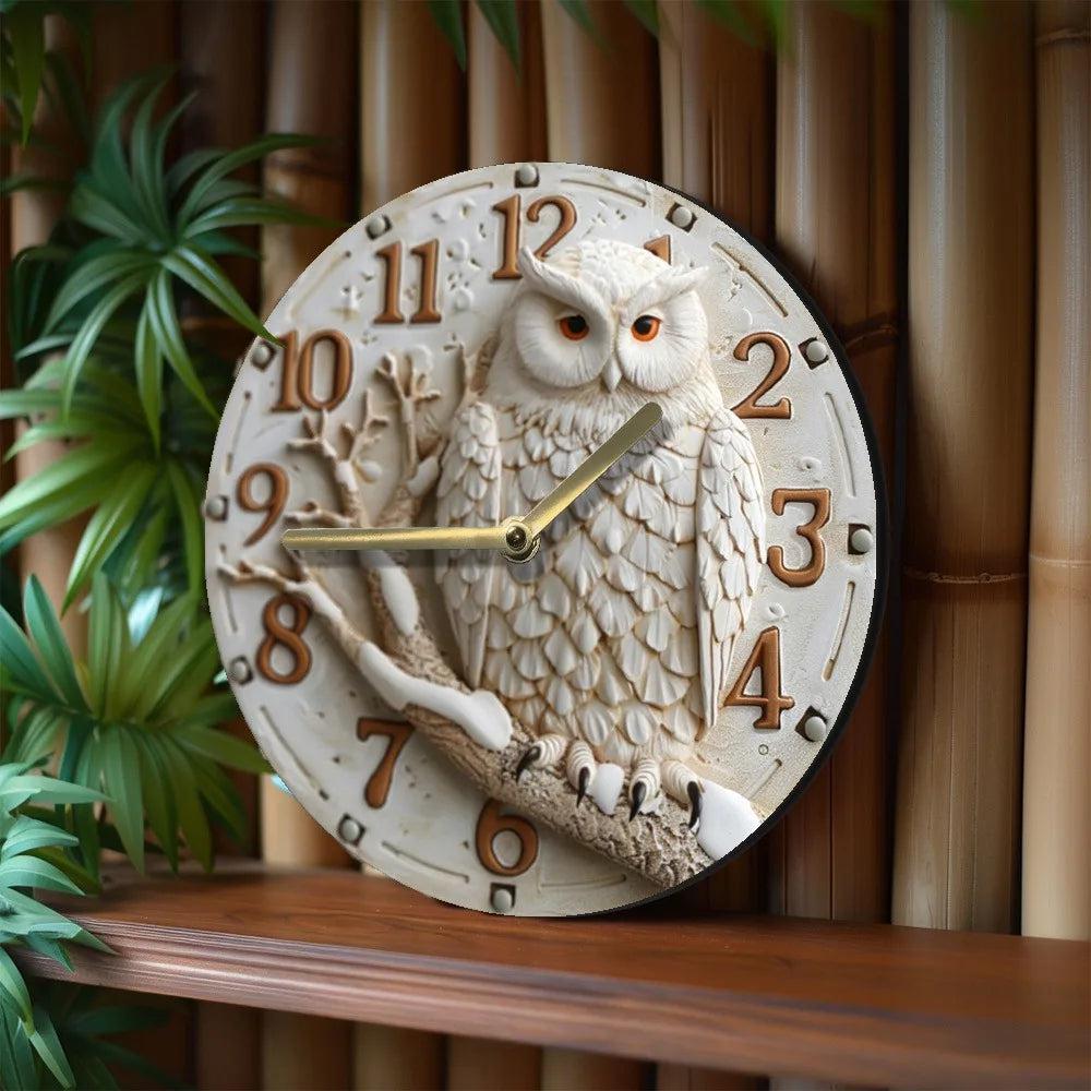 Wooden Wall Clock with Owl Design Mystic Home Decor - Spirit Owl Clock-MoonChildWorld