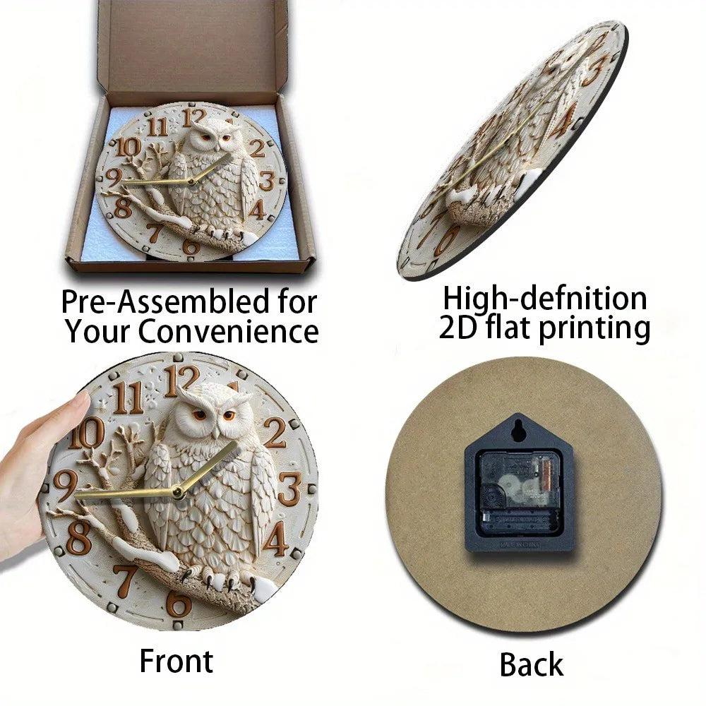 Wooden Wall Clock with Owl Design Mystic Home Decor - Spirit Owl Clock-MoonChildWorld