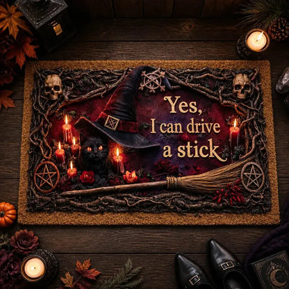 Witchy Cat & Skulls Doormat – Spooky Halloween Welcome Mat for Gothic Porch_mockup_3.webp