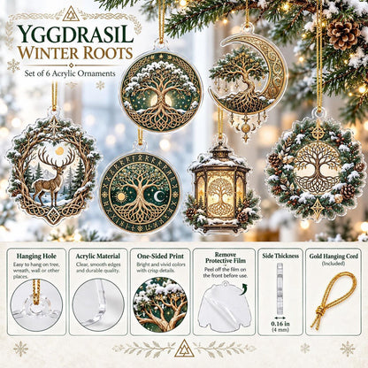 Yggdrasil Tree of Life Norse Acrylic Ornament Set – Pagan Yule Decor – ornament size and details