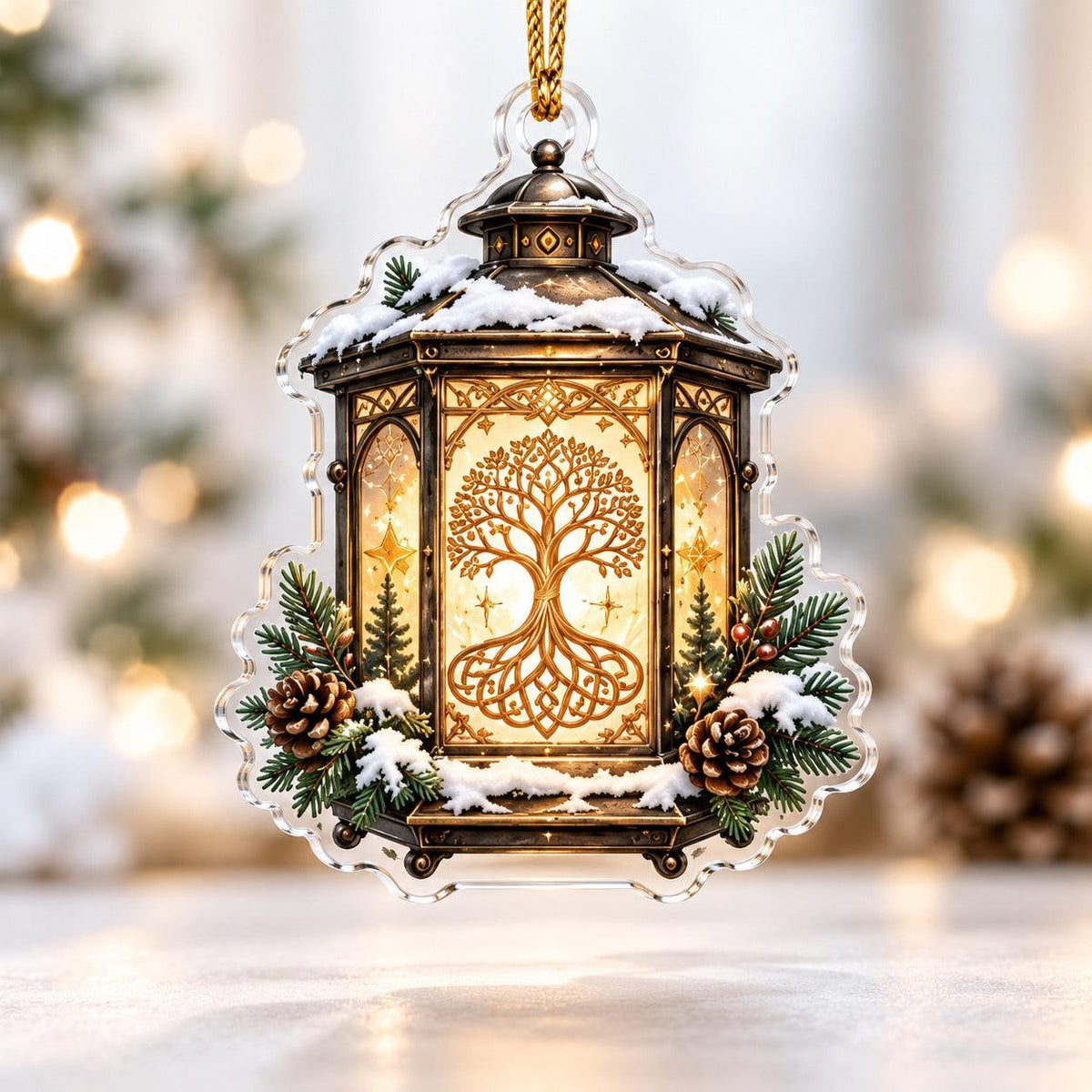 Yggdrasil Tree of Life Norse Acrylic Ornament Set – Pagan Yule Decor – Tree of Life Lantern ornament