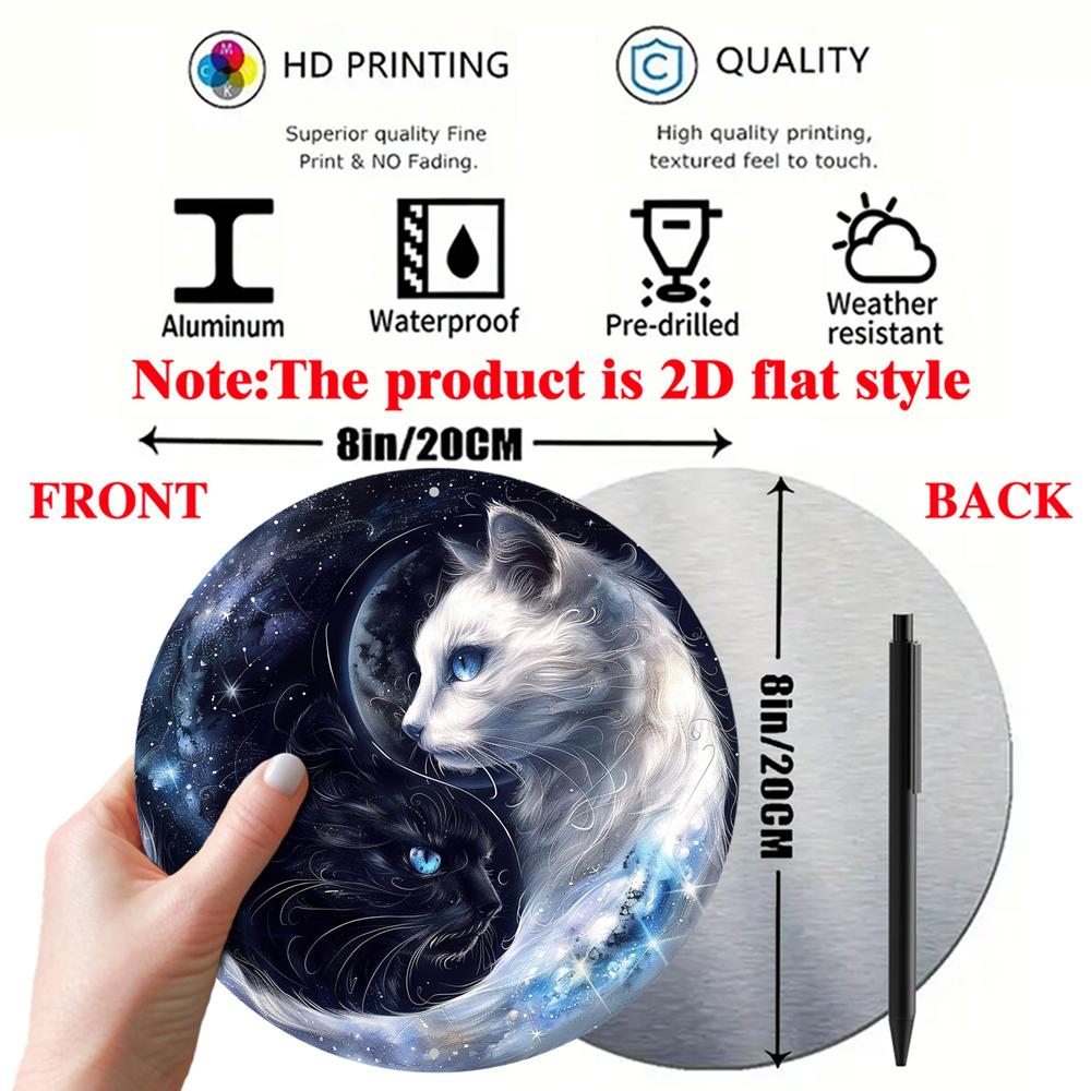 Yin Yang Cat Metal Sign Feng Shui Home Decor-MoonChildWorld