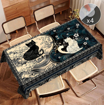 Yin-Yang Cat Spirit Tablecloth-MoonChildWorld
