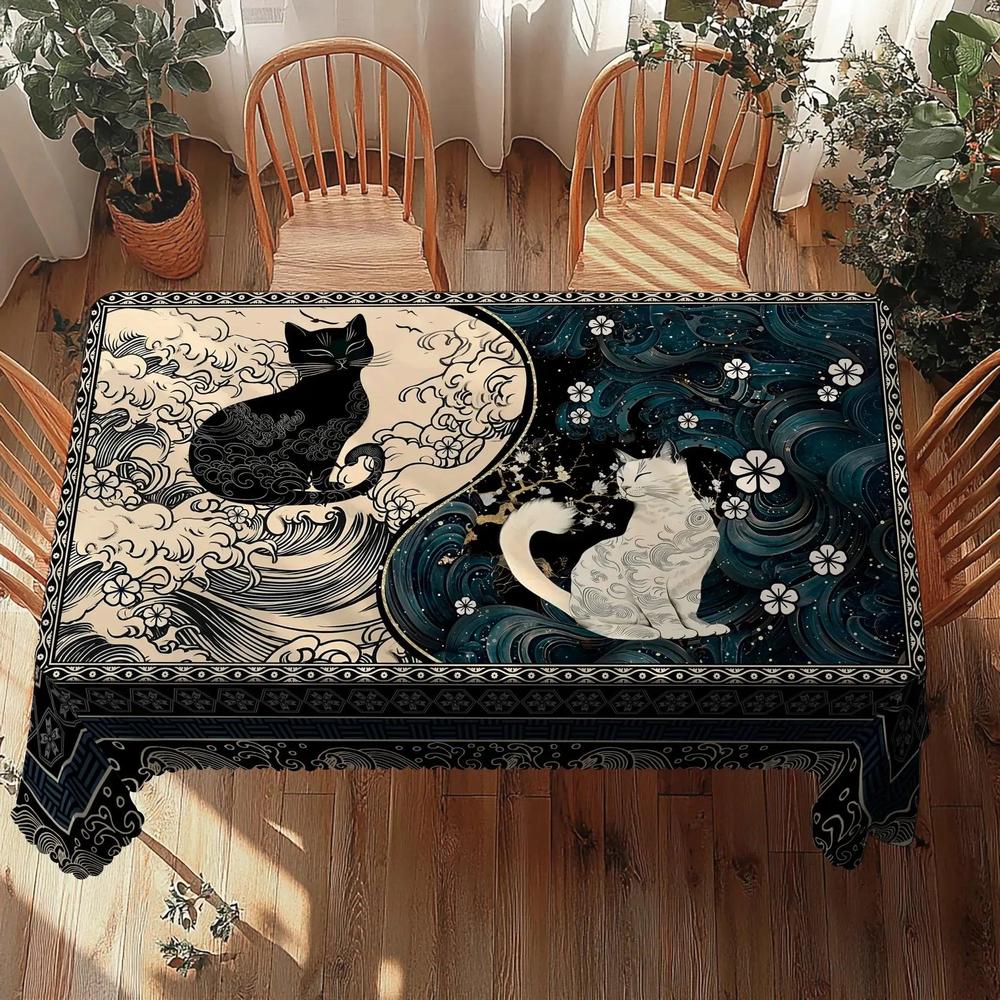 Yin-Yang Cat Spirit Tablecloth-MoonChildWorld