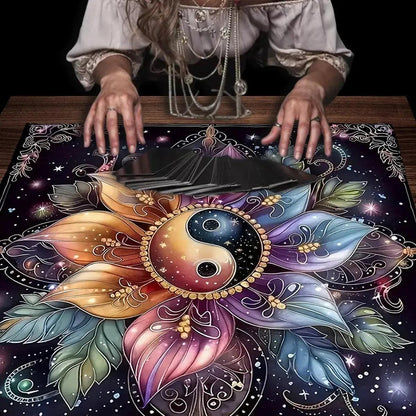 Yin-Yang Mandala Tarot Card Table Cloth Wicca Altar Cloth Floral Tarot Tablecloth For Divination Tarot Mat-MoonChildWorld