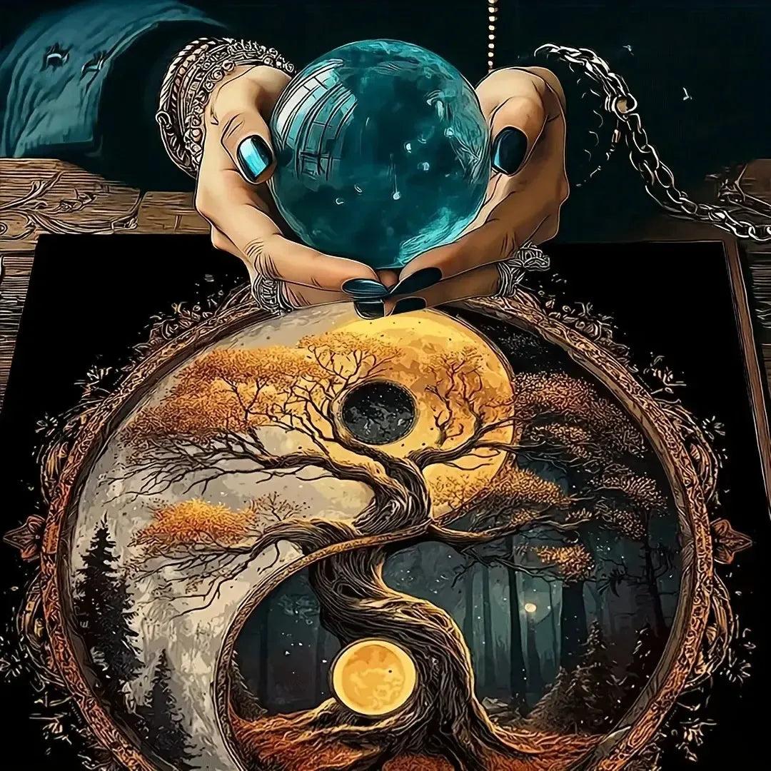 Yin-Yang Tree of Life Pagan Altar Cloth - Witchcraft Tarot Tablecloth for Reading Divination Wicca Home Decor-MoonChildWorld