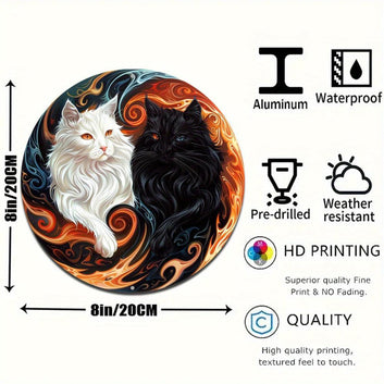 Yin-yang Cat Metal Sign Gothic Home Decor-MoonChildWorld