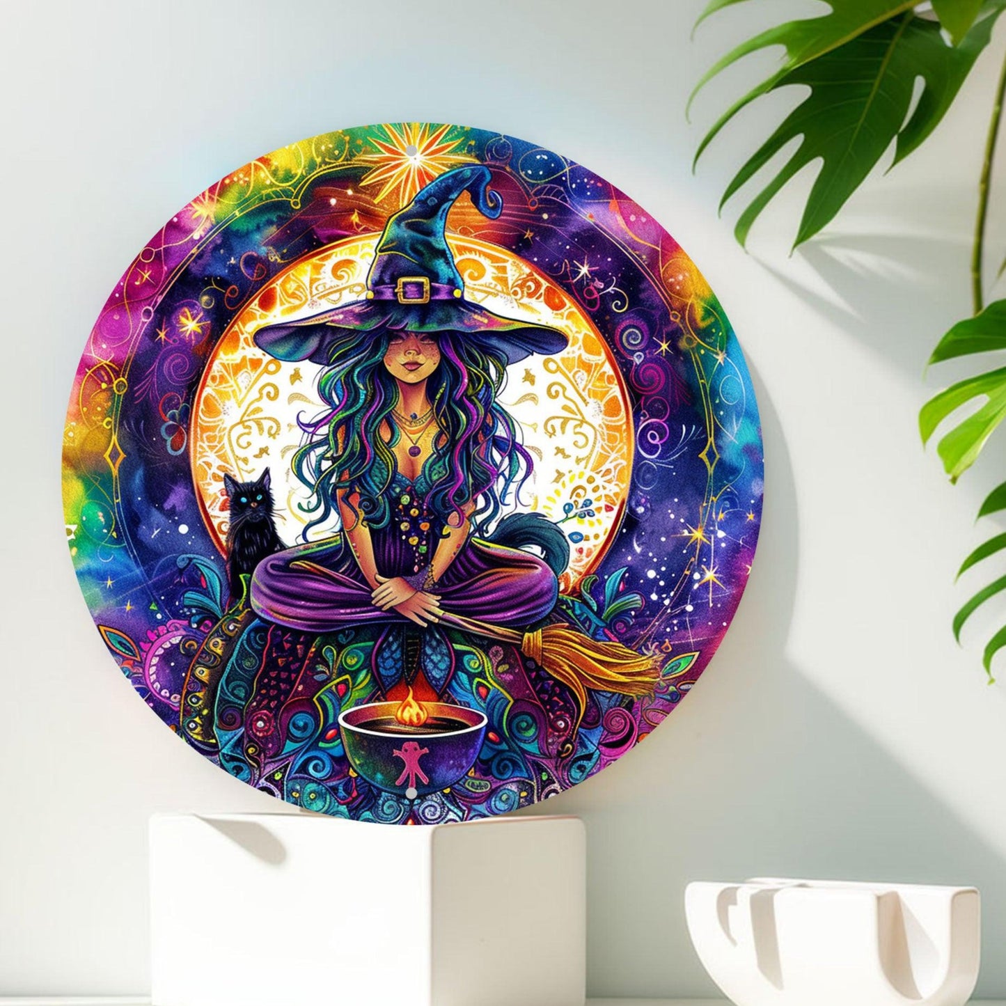 Yoga Witch Metal Sign Witchy Wall Sign for Witchcraft Enthusiasts-MoonChildWorld