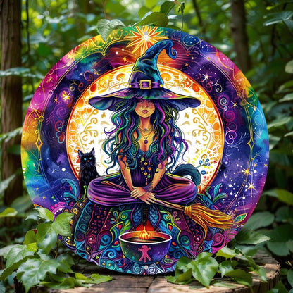 Yoga Witch Metal Sign Witchy Wall Sign for Witchcraft Enthusiasts-MoonChildWorld