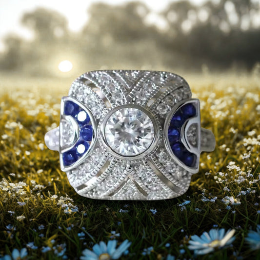 Crystal Triple Moon Ring Wiccan Jewelry