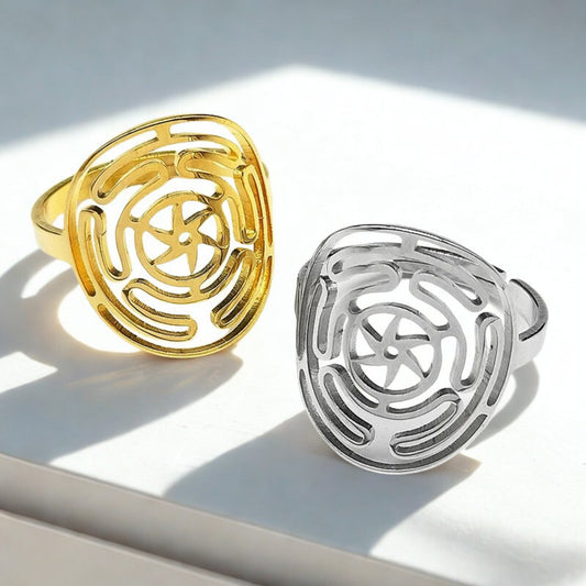 Wicca Hekate Wheel Ring Gothic Witch Jewelry - Hecate Symbol Ring