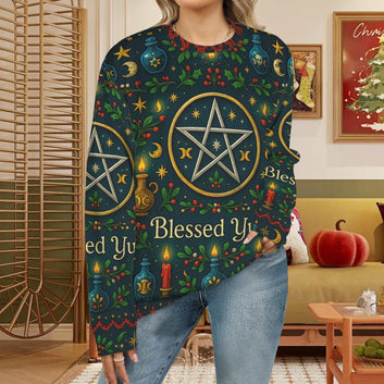 Yule Goddess Pagan Sweatshirt Blessed Yule Wicca Christmas Sweater-MoonChildWorld