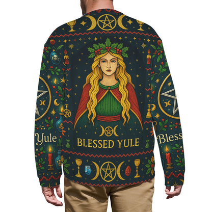 Yule Goddess Pagan Sweatshirt Blessed Yule Wicca Christmas Sweater-MoonChildWorld