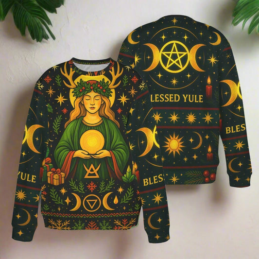 Yule Goddess Pagan Sweatshirt Wicca Christmas Sweater-MoonChildWorld