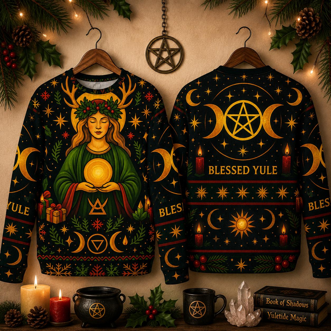 Yule Goddess Pagan Sweatshirt Wicca Christmas Sweater-MoonChildWorld