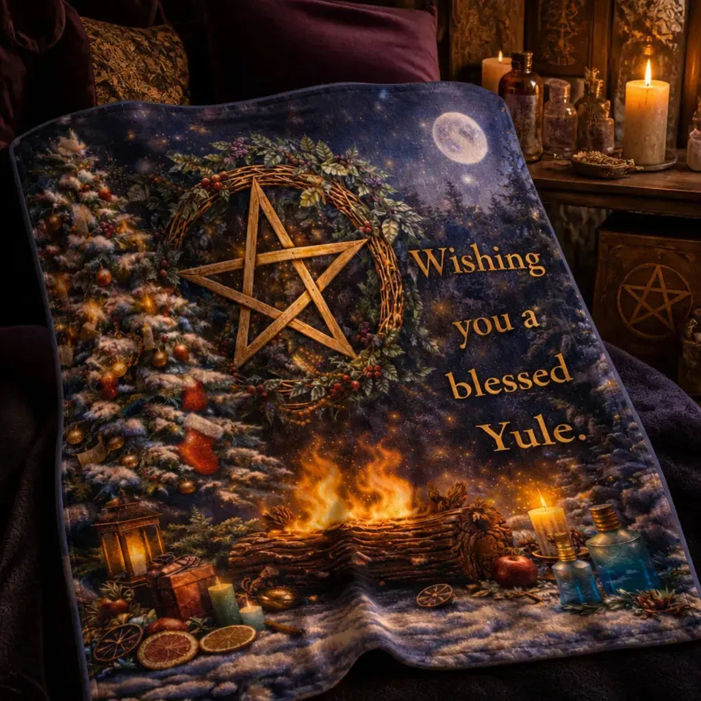 Yule Tree Pagan Pentacle Blanket for Wiccan Yule Decor_mockup_3.webp