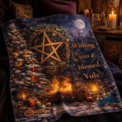Yule Tree Pagan Pentacle Blanket for Wiccan Yule Decor_mockup_3.webp