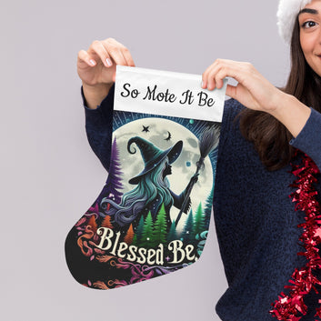 Yule Witch Christmas Stocking for Yule Decorations-MoonChildWorld